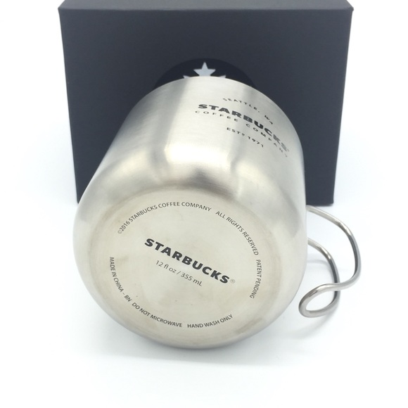 NIB Starbucks Stainless Steal Silver Camping Mug Water Cup 12 fl oz 355ml - Picture 3 of 4
